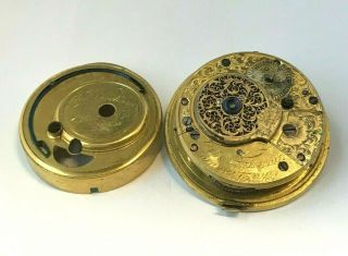 Antique 18th Century Verge Pocket Watch Movement By Cha.  Denham - Durham No.  871
