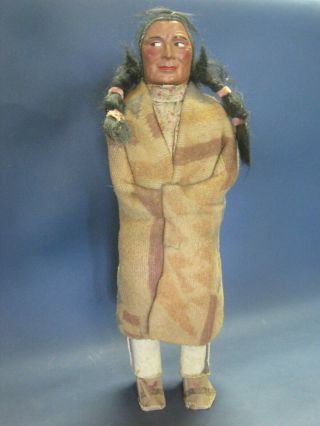 Vintage Skookum Indian Native American Doll W Celluloid Face Large 16.  75 " Tall