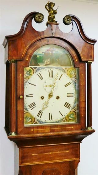 Antique 19thC English 8 Day Mahogany & Oak Cottage Grandfather Longcase Clock 3