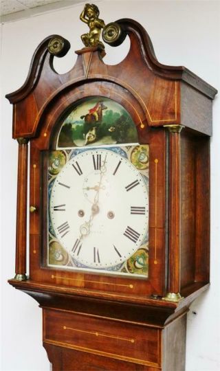 Antique 19thC English 8 Day Mahogany & Oak Cottage Grandfather Longcase Clock 6