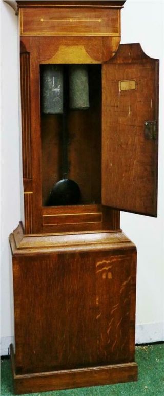 Antique 19thC English 8 Day Mahogany & Oak Cottage Grandfather Longcase Clock 8