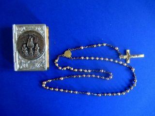 Antique Religious Rosary And Case
