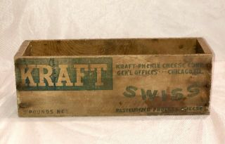 Antique Vintage Kraft Swiss Cheese Box Wooden Wood 5 Pound 12” Chicago