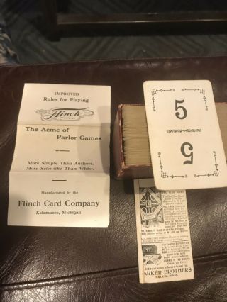 Antique Flinch Card Company Kalamazoo Mich.  Vintage Game From 1913,  Instructions