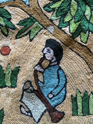 Antique 19th Century Folk Art Pictorial Hooked Rug 4