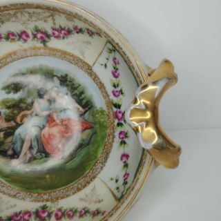 Antique Victorian Porcelain Bowl Dish Prov Saxe ES Germany Gold Painted Ladies 4