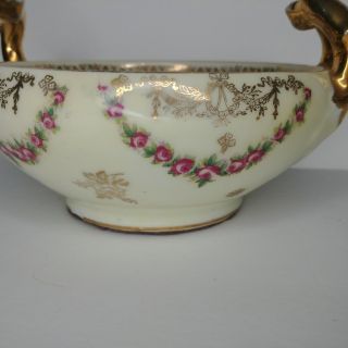 Antique Victorian Porcelain Bowl Dish Prov Saxe ES Germany Gold Painted Ladies 6