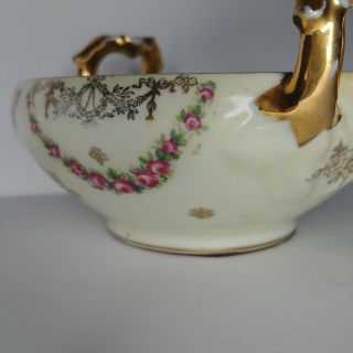 Antique Victorian Porcelain Bowl Dish Prov Saxe ES Germany Gold Painted Ladies 7