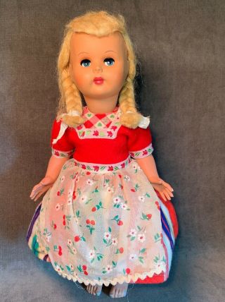 Vintage Polish Flirty Eye Celluloid Doll Ethnic Costume Doll 14.  5” Tall