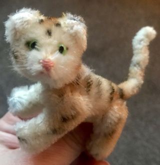 Vintage Schuco Miniature Mascott Mohair Tiger Fully Jointed 3” Very Detailed Exc