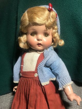 19” Vintage Composition Doll Clothing Wonderful Wig