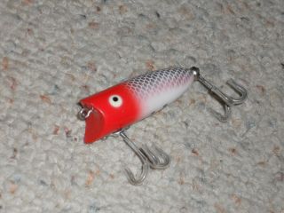 Vintage Heddon Baby Lucky 13 2.  5 " Fishing Lure - Red Head & Silver Scale -