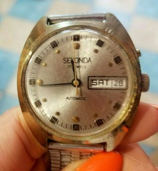 Vintage Soviet Watch Sekonda Ussr 25 Jewels 488 Vintage Automatic Gold Plated