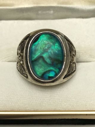 Unique Silver 925 Ring Green Mother Of Pearl She’ll Southwestern Handmade Men’s