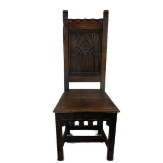 Antique Neo Gothic 1900 Chair Ornate Heavy Wood Oak Renaissance Wow Gorgeous