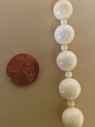 Antique Ivory Colored Necklace Graduated,  Barrel Clasp & Earrings.  Not Costume 4
