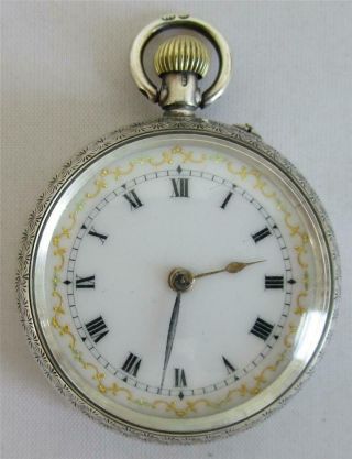 Ladies Antique Silver Pocket Fob Watch Ornate Swiss Hallmarked 1909