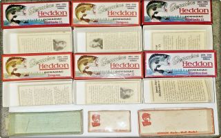 9 Heddon Lure Boxes Zaragossa,  Lucky 13,  Vamp Spook,  Torpedo,  Runt