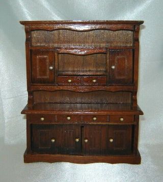 Vintage Wooden Dollhouse Kitchen / Dining Room Cabinet Hutch (1:12 Scale)