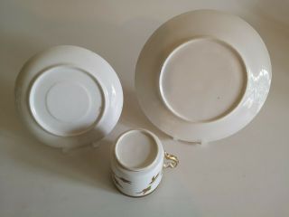 Antique 19th Century Hand Painted Porcelain Tea Cup Trio. 8