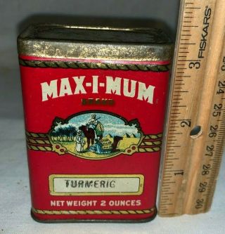 Antique Maximum Turmeric Spice Tin Litho Can Camel Desert Western State Grocery