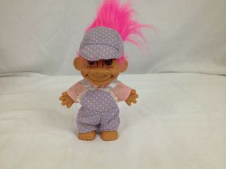 Russ Troll Doll Russ 4 " Vintage Lucky Bingo Baby Outfit Pink Hair
