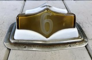 Antique Vintage Car Deco 1920s - 30s Yellow Cab Roof Glass Number Light Sign 2