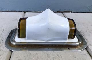 Antique Vintage Car Deco 1920s - 30s Yellow Cab Roof Glass Number Light Sign 6