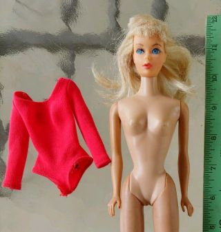 Vtg 60s Midge / 1965 Barbie Doll Blond Hair Rooted Lashes,  Leotard No Bend/tnt