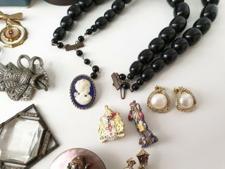 Antique Vintage Mixed Costume Jewellery cameo Joblot Beads Butterfly 7