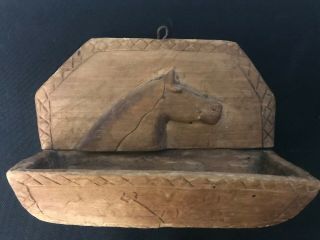 Antique 19th C.  Carved Horse Folk Art Wall Box Kentucky Americana 3