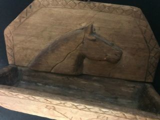 Antique 19th C.  Carved Horse Folk Art Wall Box Kentucky Americana 4