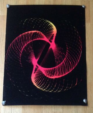 Vintage Psychedelic Velvet/ Black Light Poster " Spirals " 21 " X 27 "