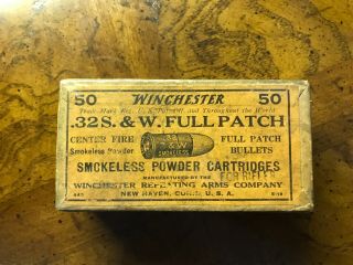 Antique Vintage Ammo Box Empty Winchester.  32 Caliber S & W Fullpatch For Rifles