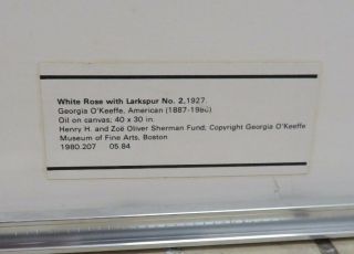Vintage Museum of Fine Arts Boston Georgia O ' Keeffe White Rose w Larkspur poster 5