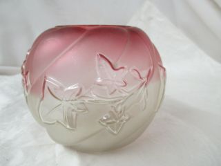 Antique Northwood Rose Bowl Frosted Cranberry To Clear