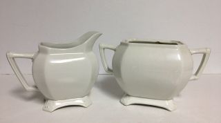 Antique Bridgwood & Son Porcelaine Opaque Lrg White Pitcher & Sugar Bowl (no Lid)