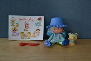 Vintage 1979 Strawberry Shortcake Blueberry Muffin Doll Cheesecake Pet Card Comb
