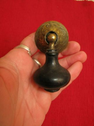 Antique Victorian Eastlake Ebony Teardrop Drawer Pull Knob 1880 