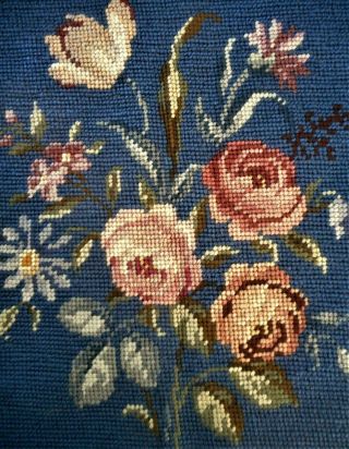Victorian Floral Vintage Antique Chair Seat Finished Completed Wool Needlepoint