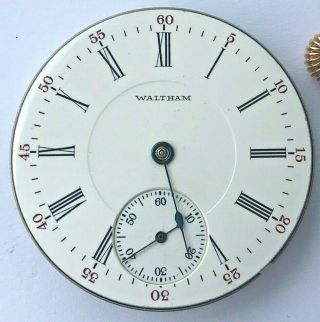 16s - Antique 1908 Waltham Bartlett Hand Winding Pocket Watch Movement W.  Seconds