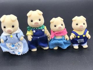 Calico Critters Sylvanian Families Grunt Pig Family Rare Retired Htf