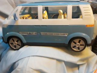Vintage 2002 Mattel Barbie Blue White VW Volkswagon Bus Family Mini Van 7