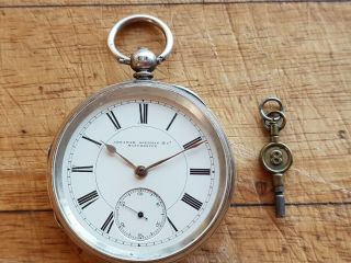 Antique Sterling Silver Key Wind Pocket Watch Chester 1897 Goldman Manchester