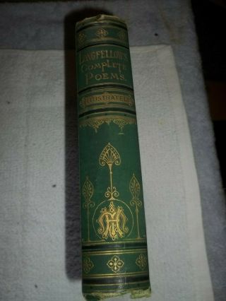 ANTIQUE 1880 VICTORIAN BINDING EDITION of LONGFELLOW ' S POEMS 1880 2