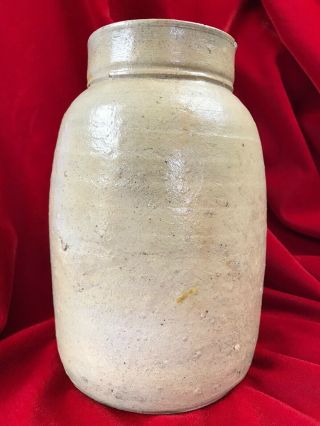 Antique Primitive Salt Glaze Stoneware Crock Jar 8.  25 " Creamy Tan No Marks
