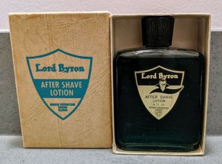 LORD BYRON after shave lotion for men 4 fl oz vintage,  box Mason Dist.  Illinois 5