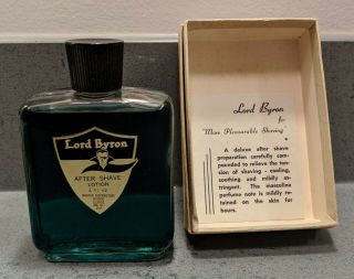 LORD BYRON after shave lotion for men 4 fl oz vintage,  box Mason Dist.  Illinois 6
