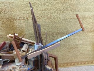 Miniature Dollhouse Vintage 1970s Frank Matter Tool Antique Two Man Tree Saw