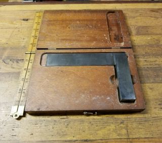 VINTAGE Starrett No.  20 Square w/ Wood Case • Antique Precision Machinist Tools 4